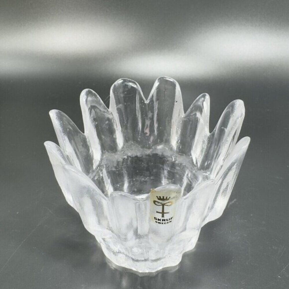 SKRUF Sweden Glass Clear Crystal Glass Votive Candle Holder Single Textured VTG